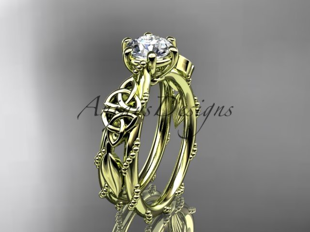 14kt yellow gold celtic trinity knot engagement ring , wedding ring CT766