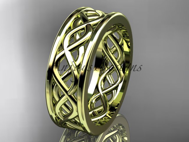 14kt yellow gold vine wedding band, engagement ring ADLR257G