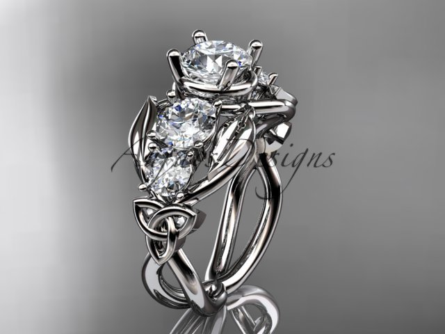 Platinum celtic trinity knot engagement ring , wedding ring CT769