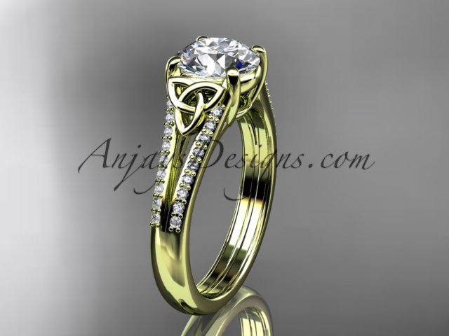 14kt yellow gold celtic trinity knot engagement ring ,diamond wedding ring CT7108