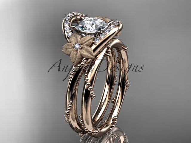 14kt rose gold diamond unique engagement set ADLR166S