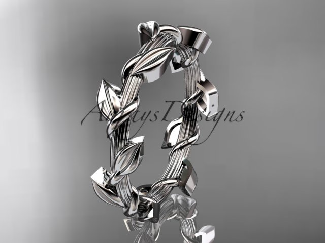 Unique platinum leaf and vine wedding ring ADLR248G