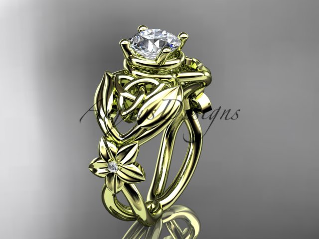 14kt yellow gold diamond celtic trinity knot wedding ring, engagement ring CT7501