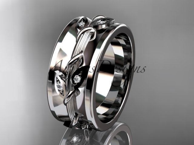 14kt white gold diamond engagement ring, wedding band ADLR417B