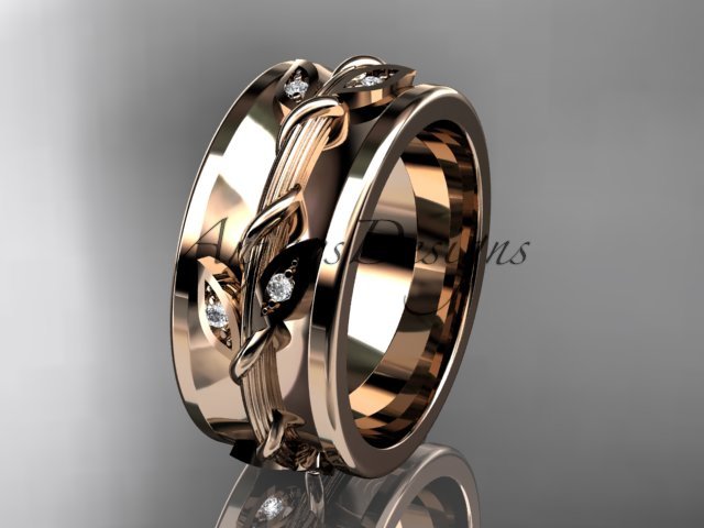 14kt rose gold diamond engagement ring, wedding band ADLR417B