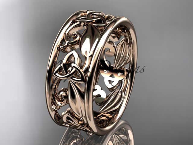 14kt rose gold celtic trinity knot wedding band, engagement ring CT7150G