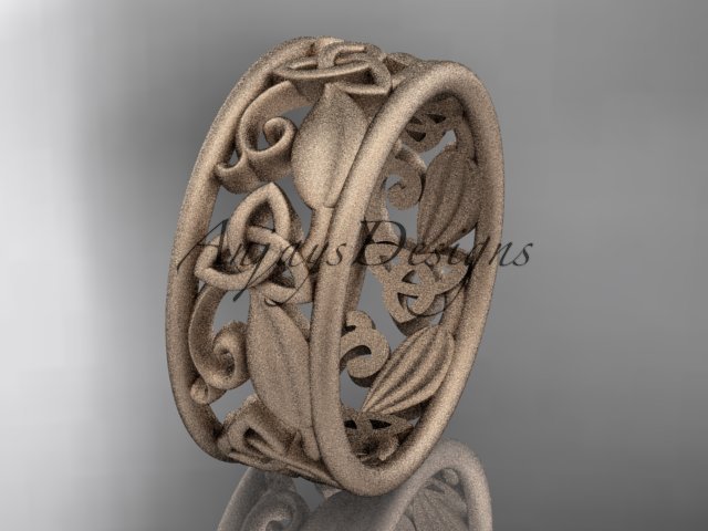 14k rose gold celtic trinity knot wedding band, matte finish wedding band, engagement ring CT7150G