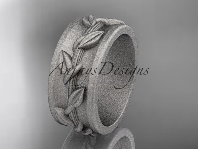 14kt white gold engagement ring, matte finish wedding band ADLR417G