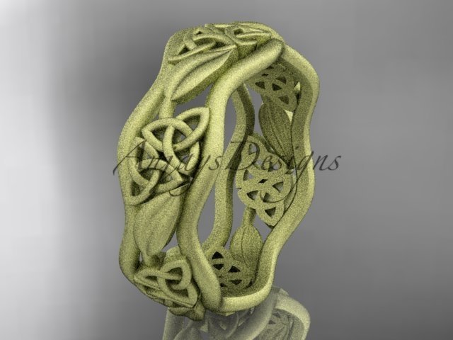 14kt yellow gold celtic trinity knot wedding band, matte finish wedding band, engagement ring CT7506