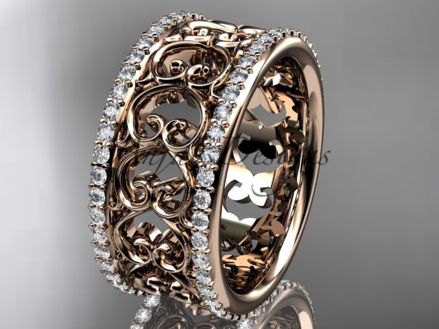 14kt rose gold diamond engagement ring, wedding band ADLR423B
