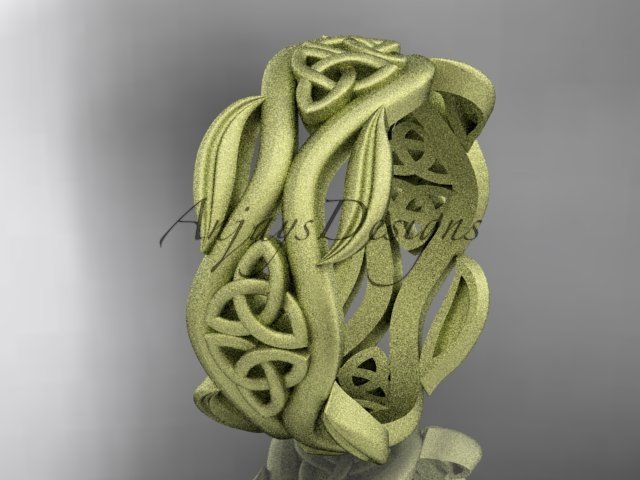 14k yellow gold celtic trinity knot wedding band, matte finish wedding band, engagement ring CT7264G