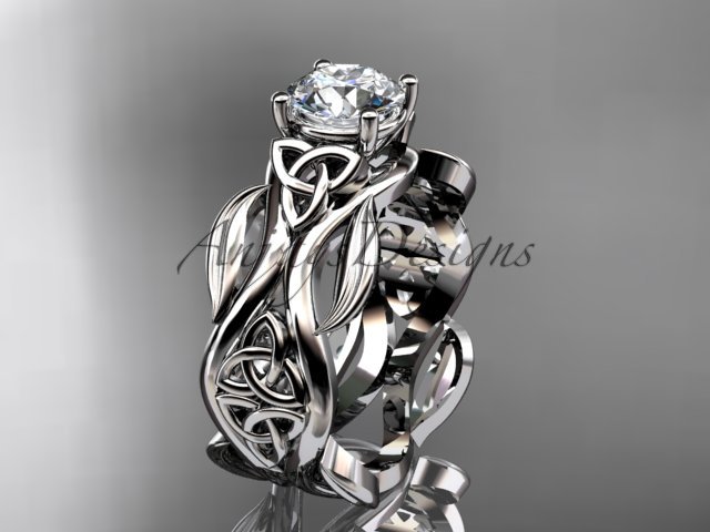 14kt white gold celtic trinity knot wedding ring, engagement ring CT7264