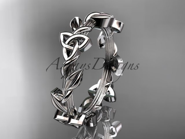 14kt white gold celtic trinity knot wedding band, engagement ring CT7509G