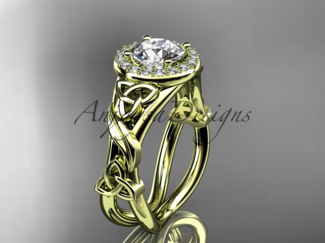 14kt yellow gold diamond celtic trinity knot wedding ring, engagement ring CT7302