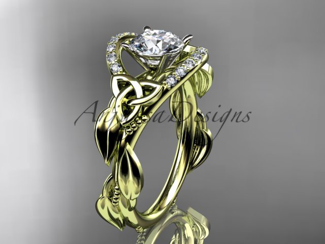 14kt yellow gold diamond celtic trinity knot wedding ring, engagement ring CT7326