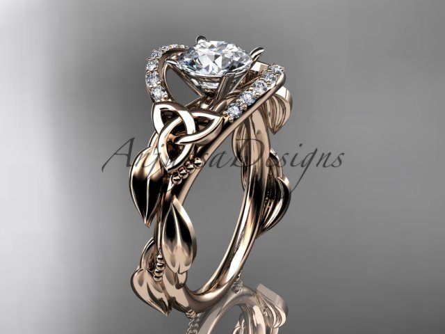 14kt rose gold diamond celtic trinity knot wedding ring, engagement ring CT7326