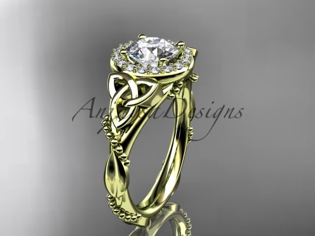 14kt yellow gold diamond celtic trinity knot wedding ring, engagement ring CT7328