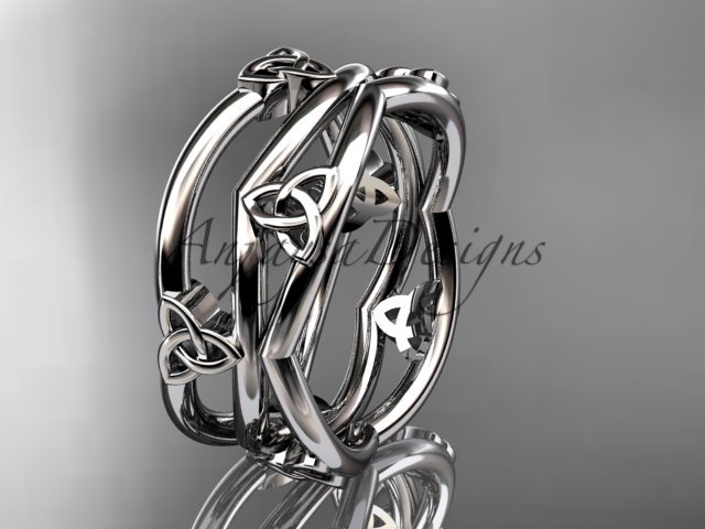 14kt white gold celtic trinity knot wedding band, engagement ring CT7350G