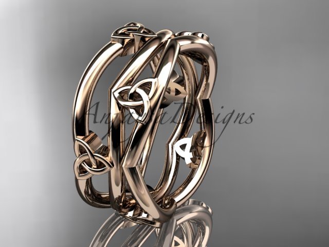 14kt rose gold celtic trinity knot wedding band, engagement ring CT7350G