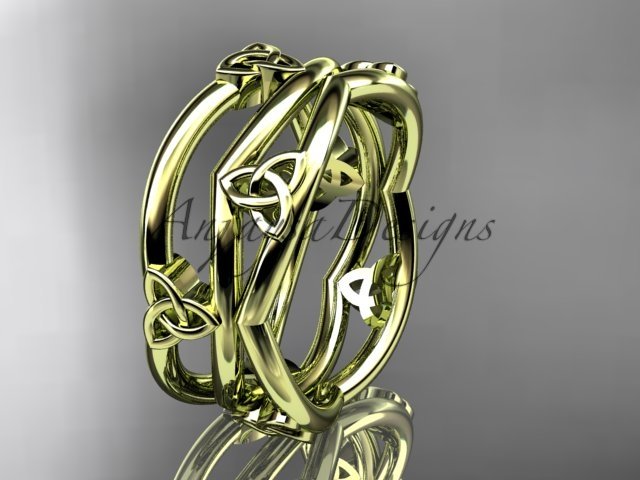 14kt yellow gold celtic trinity knot wedding band, engagement ring CT7350G
