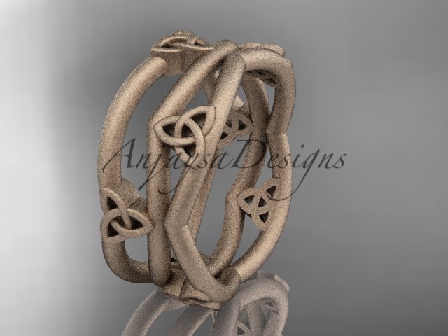 14kt rose gold celtic trinity knot wedding band, matte finish wedding band, engagement ring CT7350G