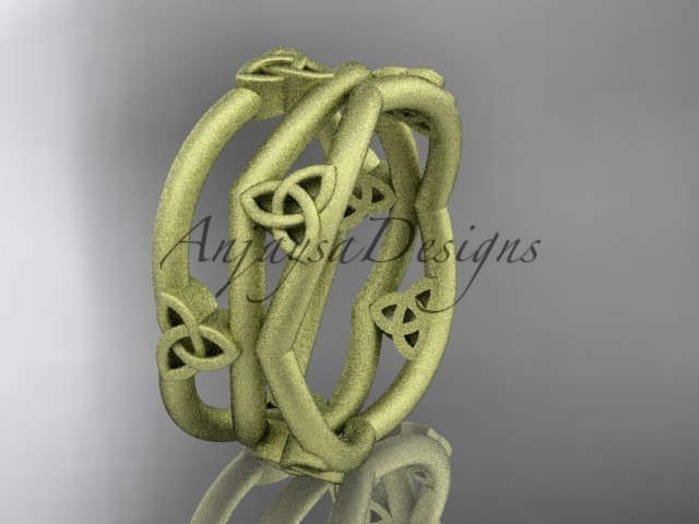14k yellow gold celtic trinity knot wedding band, matte finish wedding band, engagement ring CT7350G