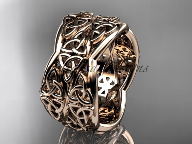 14kt rose gold celtic trinity knot wedding band, engagement ring CT7352G