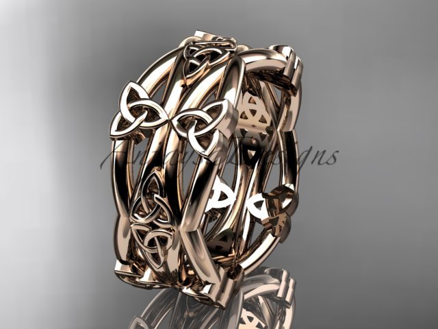 14kt rose gold celtic trinity knot wedding band, engagement ring CT7517G