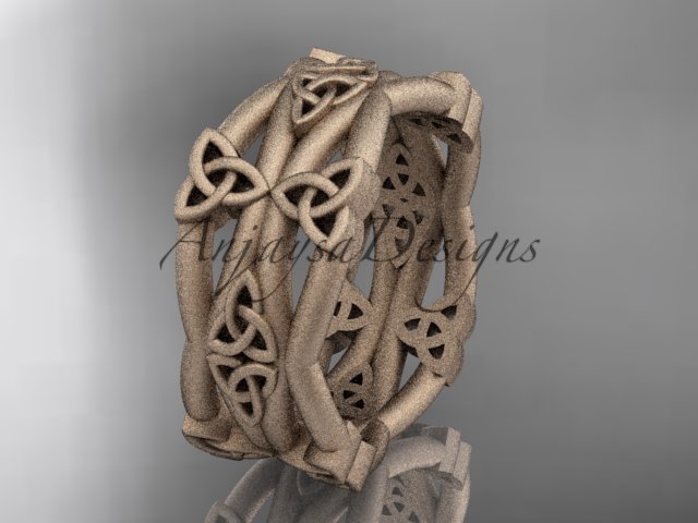 14kt rose gold celtic trinity knot wedding band, matte finish wedding band, engagement ring CT7517G