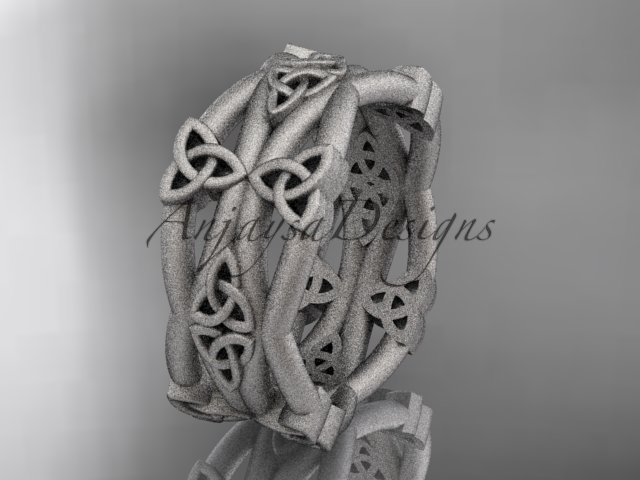 platinum celtic trinity knot wedding band, matte finish wedding band, engagement ring CT7517G