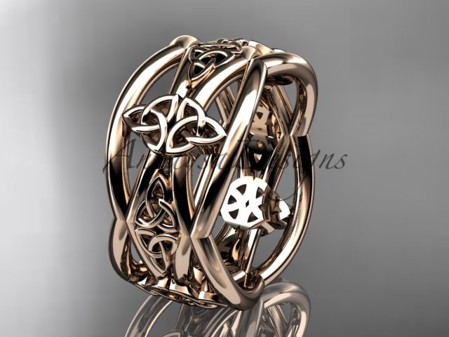 14kt rose gold celtic trinity knot wedding band, engagement ring CT7519G