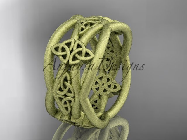 14k yellow gold celtic trinity knot wedding band, matte finish wedding band, engagement ring CT7519G