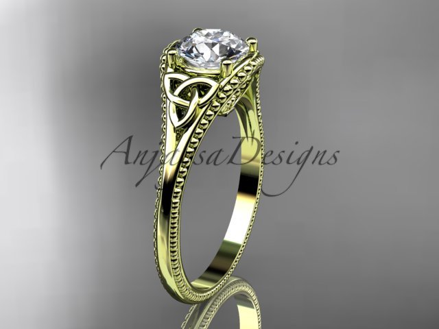 14kt yellow gold celtic trinity knot wedding ring, engagement ring CT7375