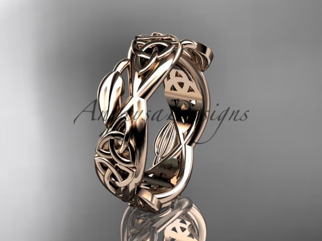 14kt rose gold celtic trinity knot wedding band, triquetra ring, engagement ring CT7520G