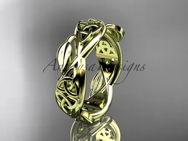 14kt yellow gold celtic trinity knot wedding band, triquetra ring, engagement ring CT7520G