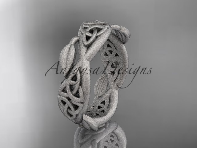 14kt white gold celtic trinity knot , matte finish , triquetra ring engagement ring CT7520G