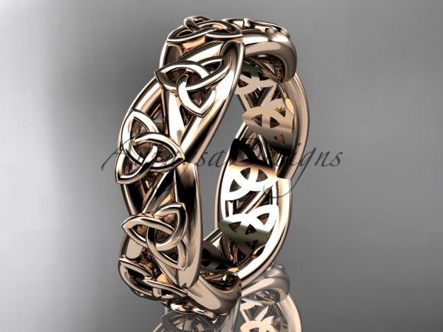 14kt rose gold celtic trinity knot wedding band, triquetra ring, engagement ring CT7392G