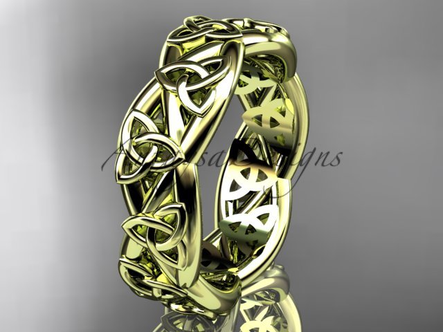 14kt yellow gold celtic trinity knot wedding band, triquetra ring, engagement ring CT7392G