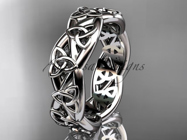 Platinum celtic trinity knot wedding band, triquetra ring, engagement ring CT7392G
