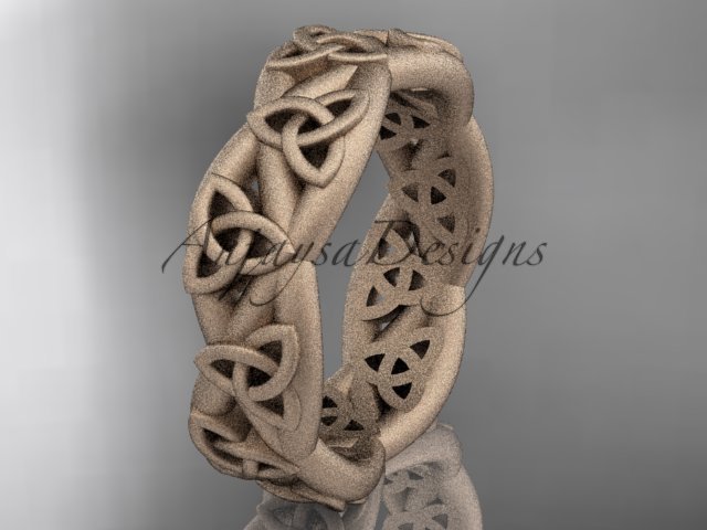 14kt rose gold celtic trinity knot, matte finish triquetra ring, engagement ring CT7392G