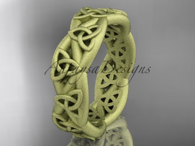 14kt yellow gold celtic trinity knot, matte finish triquetra ring, engagement ring CT7392G