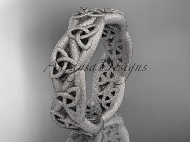 platinum celtic trinity knot, matte finish triquetra ring, engagement ring CT7392G