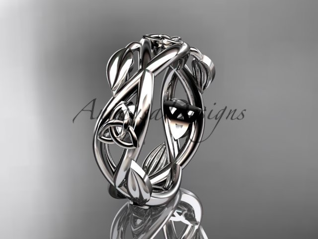 14kt white gold celtic trinity knot wedding band, triquetra ring, engagement ring CT7403G
