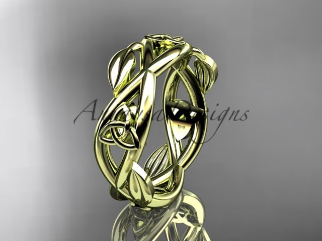 14kt yellow gold celtic trinity knot wedding band, triquetra ring, engagement ring CT7403G