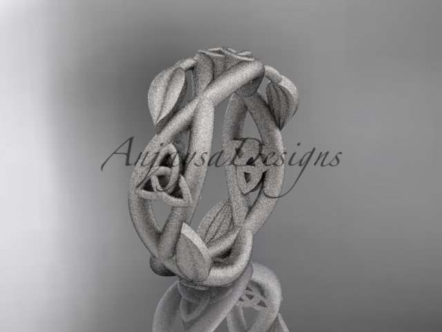 14kt white gold celtic trinity knot , matte finish, triquetra ring, engagement ring CT7403G