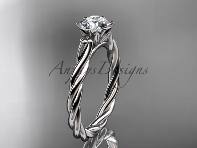 14k white gold rope engagement ring with a "Forever One" Moissanite center stone RP835