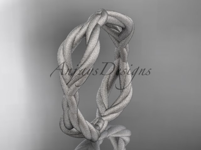 14k white gold rope matte finish wedding band RP898G