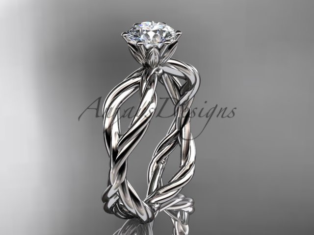 14kt white gold "Forever One" Moissanite rope engagement ring RP8100