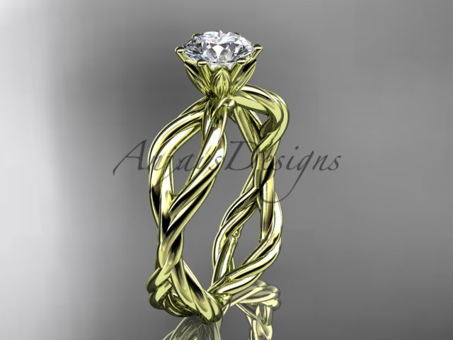14kt yellow gold "Forever One" Moissanite rope engagement ring RP8100