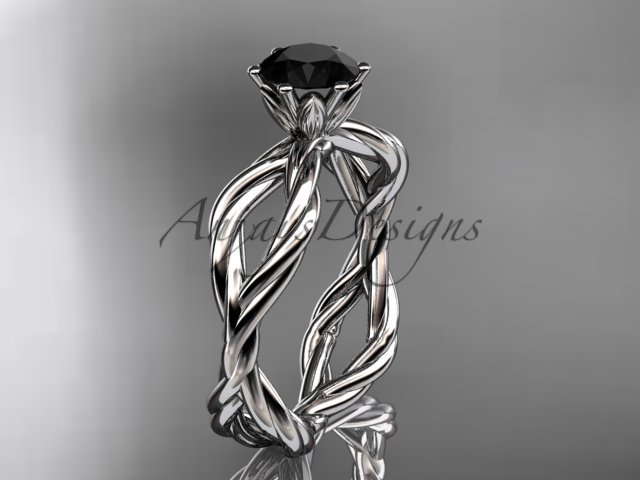 14kt white gold Black Diamond rope engagement ring RP8100